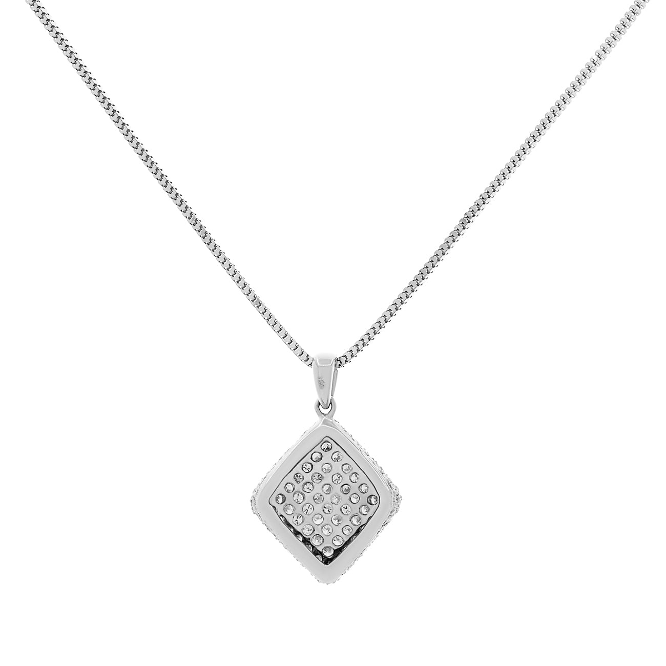 Exclusive 18K White Gold 2.01 Carat Pave Diamond Square Pendant — Side View