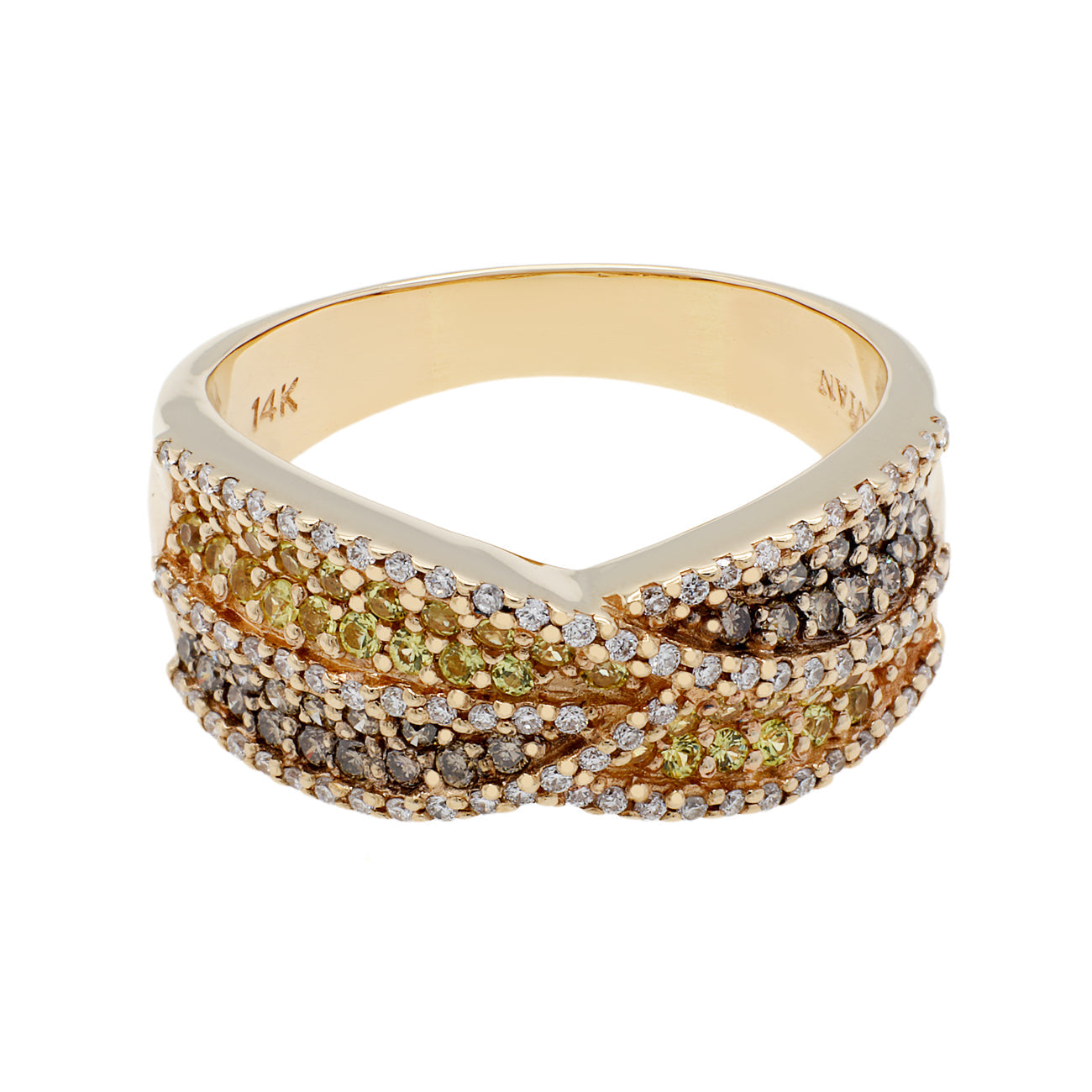 Exclusive 14K Yellow Gold 1.17 Carat Fancy Yellow & Brown Diamonds — Front View
