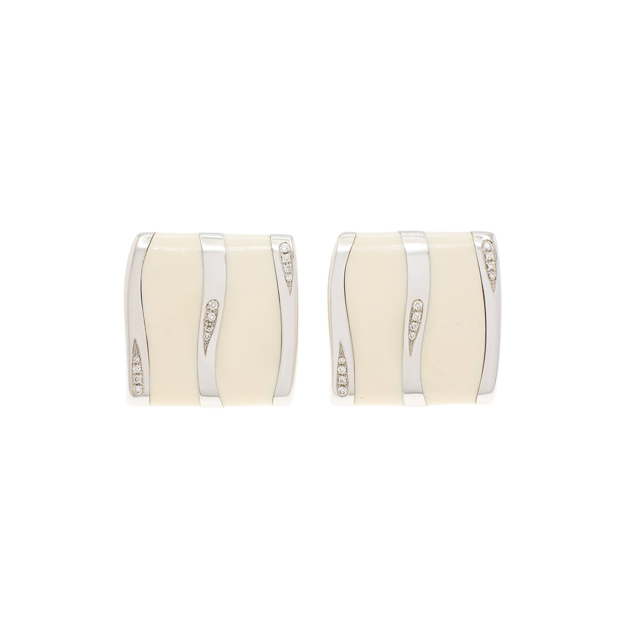 Exclusive 18K White Gold Gavello Kogolong Earrings — Front View