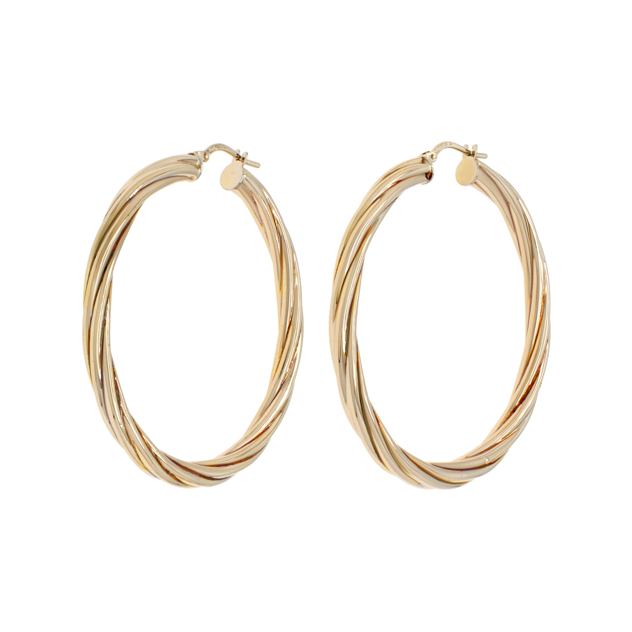 Exclusive 10K Yellow Gold Twist Hoop Earrings — Front View