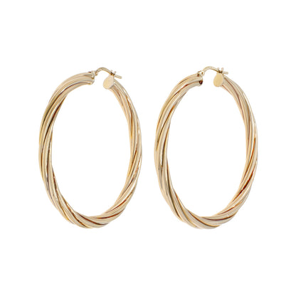 Exclusive 10K Yellow Gold Twist Hoop Earrings — Front View