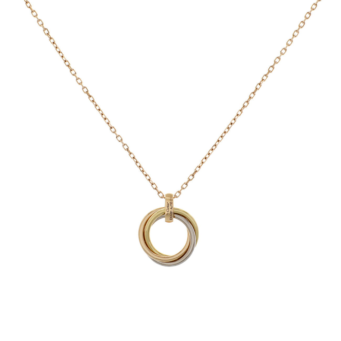 Exclusive Cartier 18K Diamond Trinity Pendant Necklace — Side View