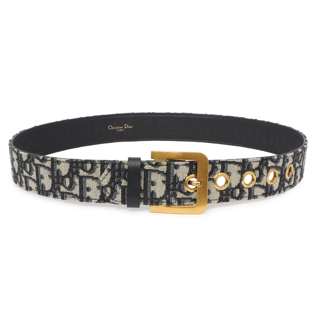 Exclusive Christian Dior Blue Oblique Diorquake Belt — Front View