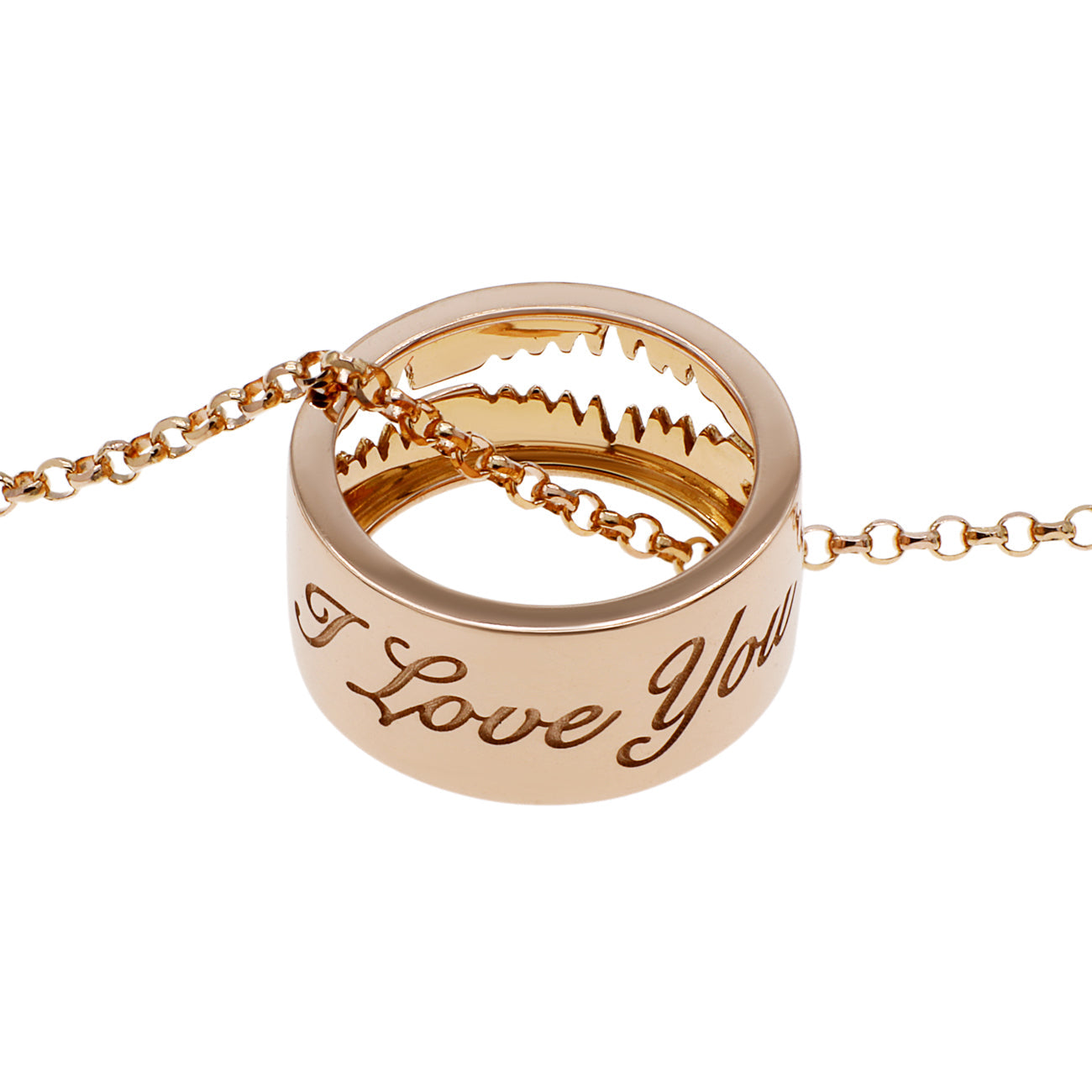 Exclusive 18K Rose Gold Diamond "I Love You" Charm Pendant — Back View