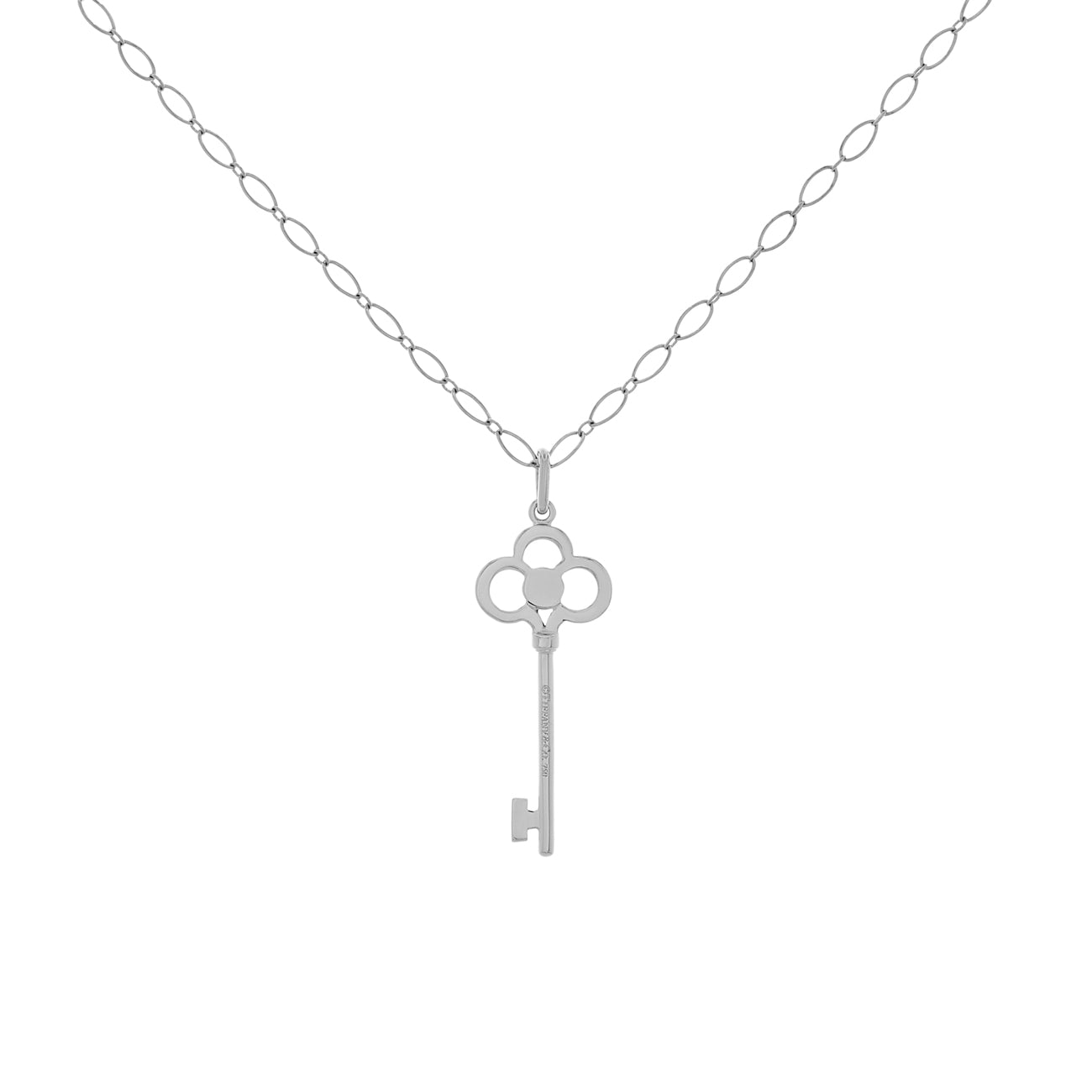 Exclusive Tiffany & Co. 18K White Gold Diamond 1.5" Crown Key Pendant — Side View