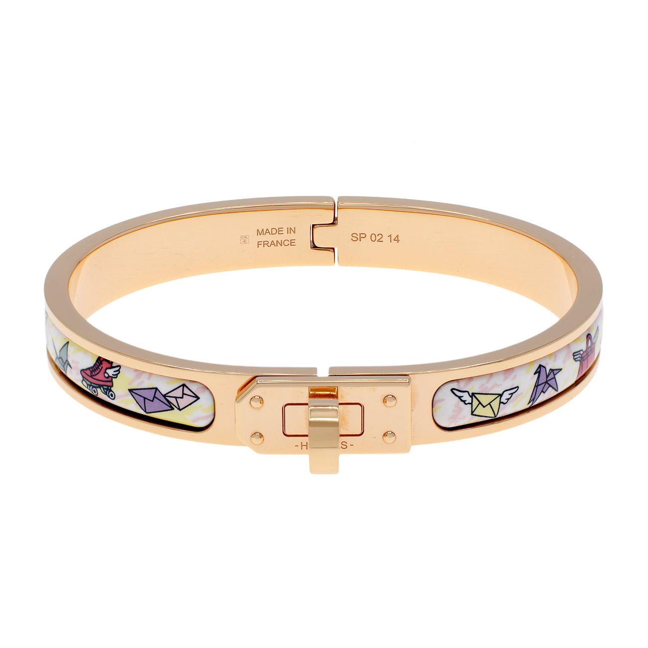 Exclusive Hermes Enamel Printed Mini Clic Kelly Bracelet — Front View