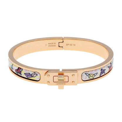 Exclusive Hermes Enamel Printed Mini Clic Kelly Bracelet — Front View