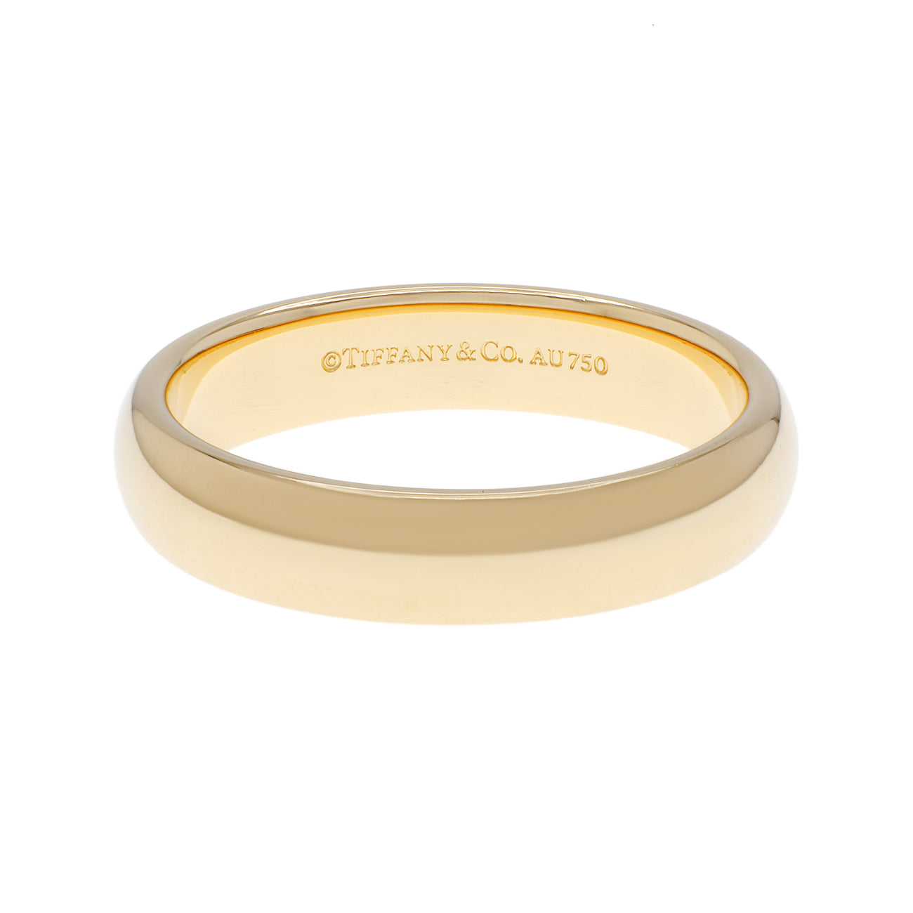 Exclusive Tiffany & Co. 18K Yellow Gold 4.5mm Forever Wedding Band Ring — Front View