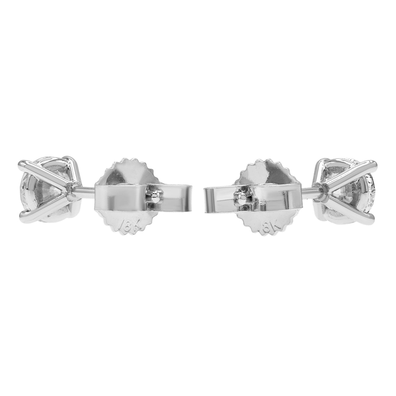 Exclusive 18K White Gold 0.64 Carat Diamond Stud Earrings — Side View