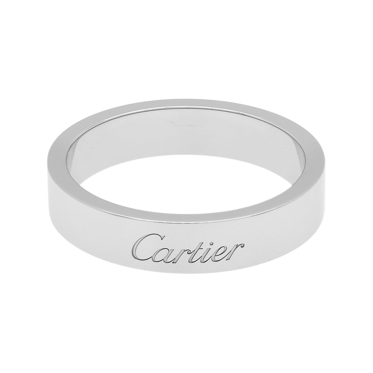Exclusive Cartier Platinum C de Cartier Wedding Band Ring — Front View