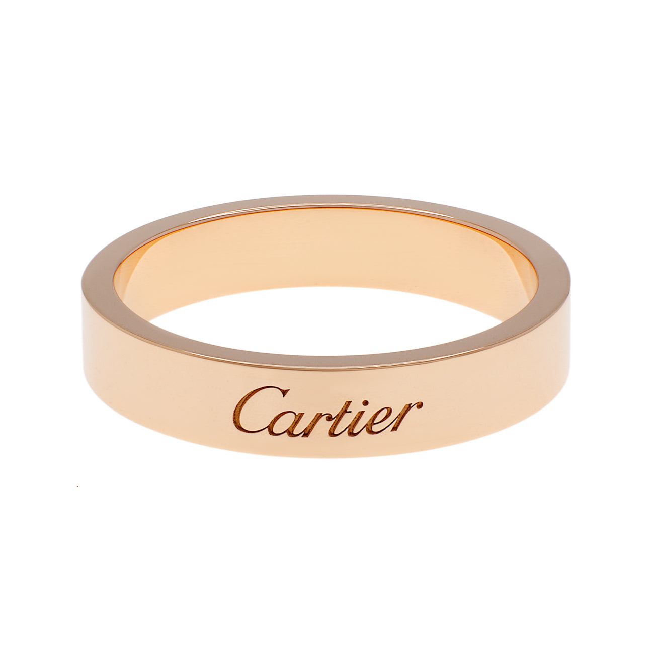 Exclusive Cartier 18K Rose Gold C de Cartier 4mm Wedding Band — Front View