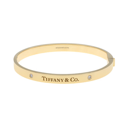 Exclusive Tiffany & Co. 18K Yellow Gold Diamond Hinged Bangle — Front View