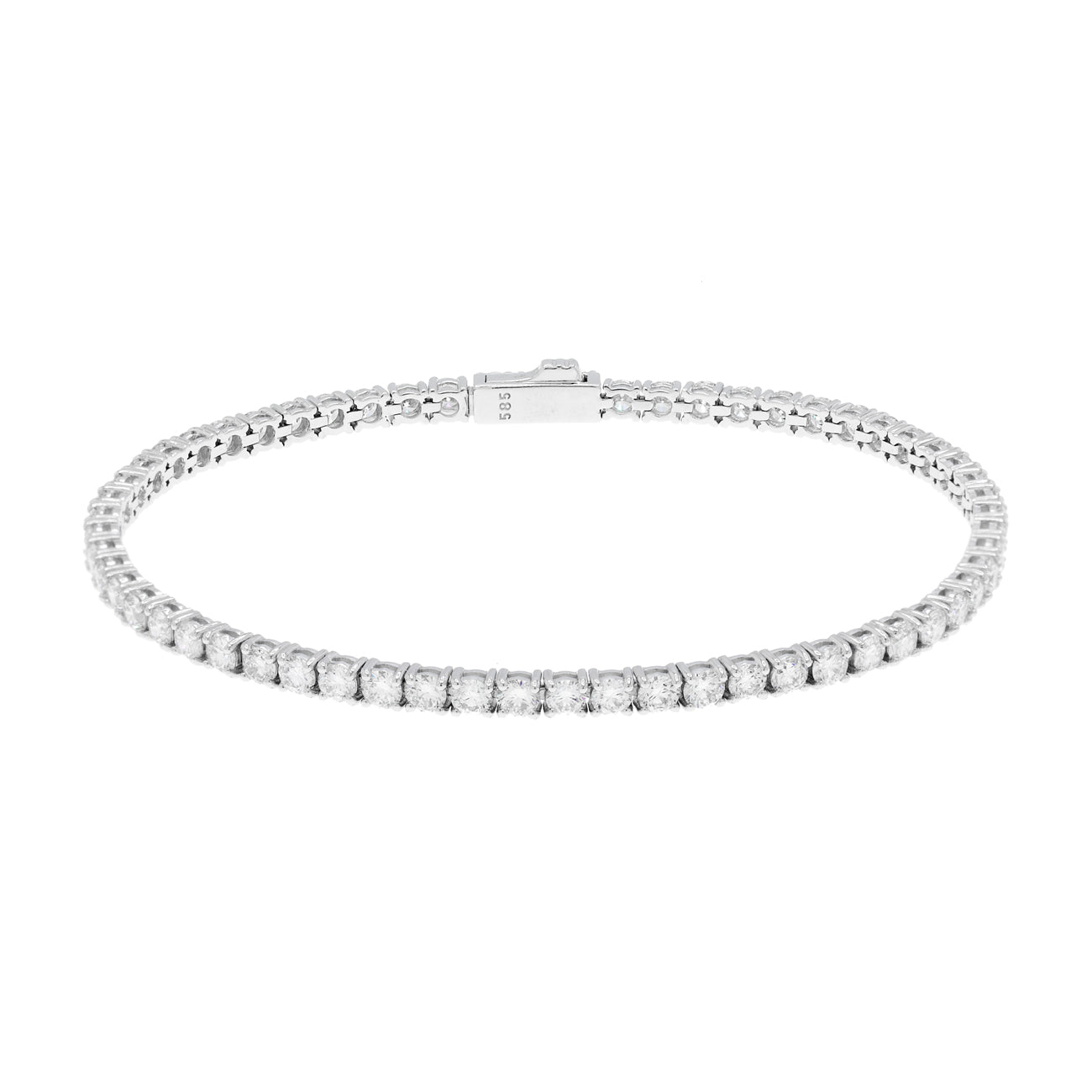 Exclusive 14K White Gold 3.00 Carat Diamond Tennis Bracelet — Front View