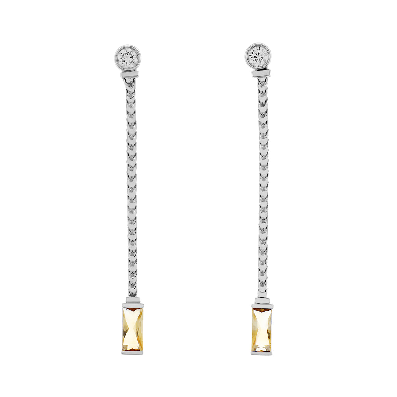 Exclusive 18K White Gold Di Modolo Diamond Citrine Drop Earrings — Front View