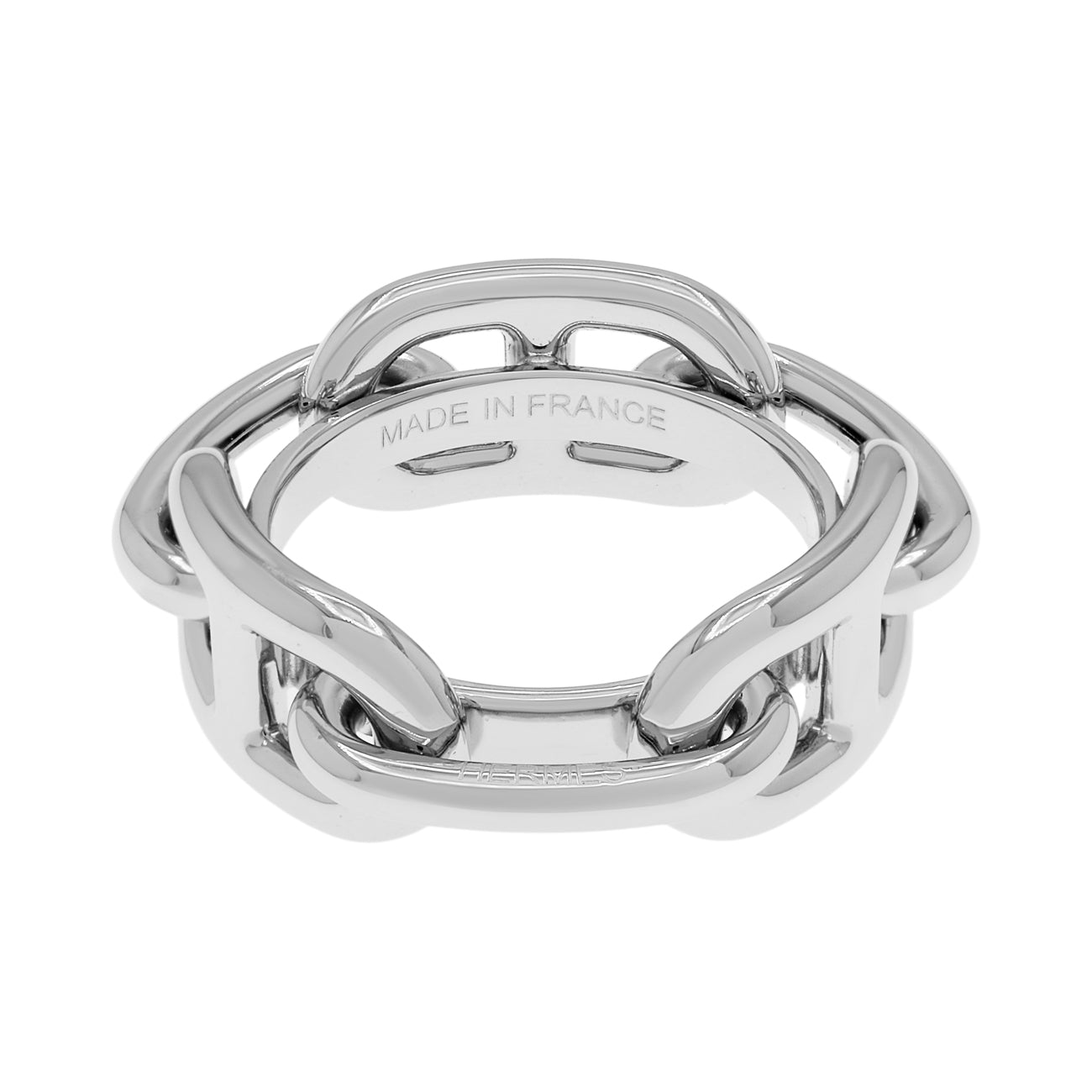 Exclusive Hermes Palladium Regate Scarf Ring — Front View