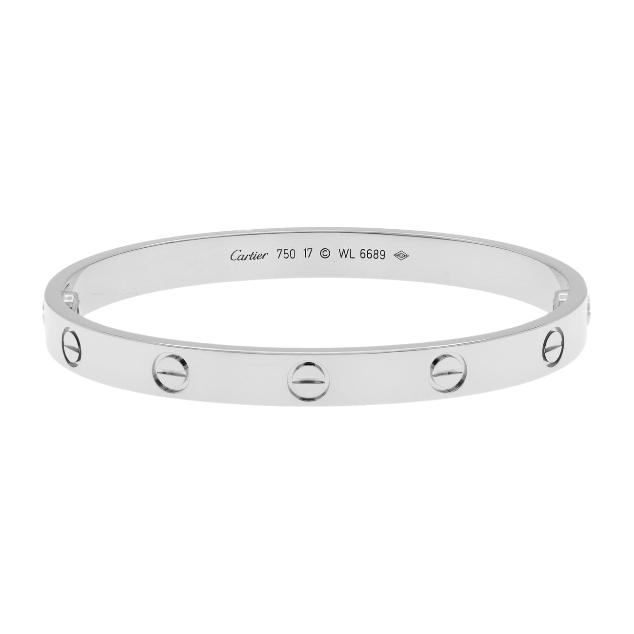 Exclusive Cartier 18K White Gold Love Bracelet — Front View