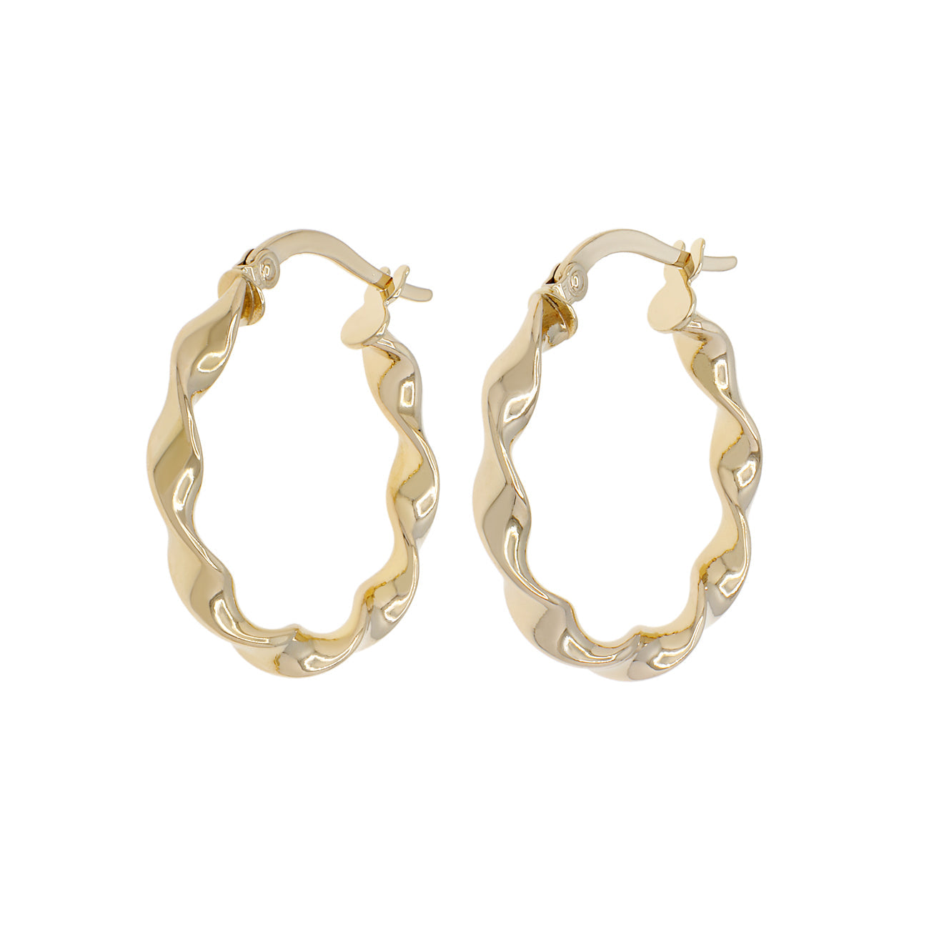 Exclusive 14K Yellow Gold Twist Hoops — Front View
