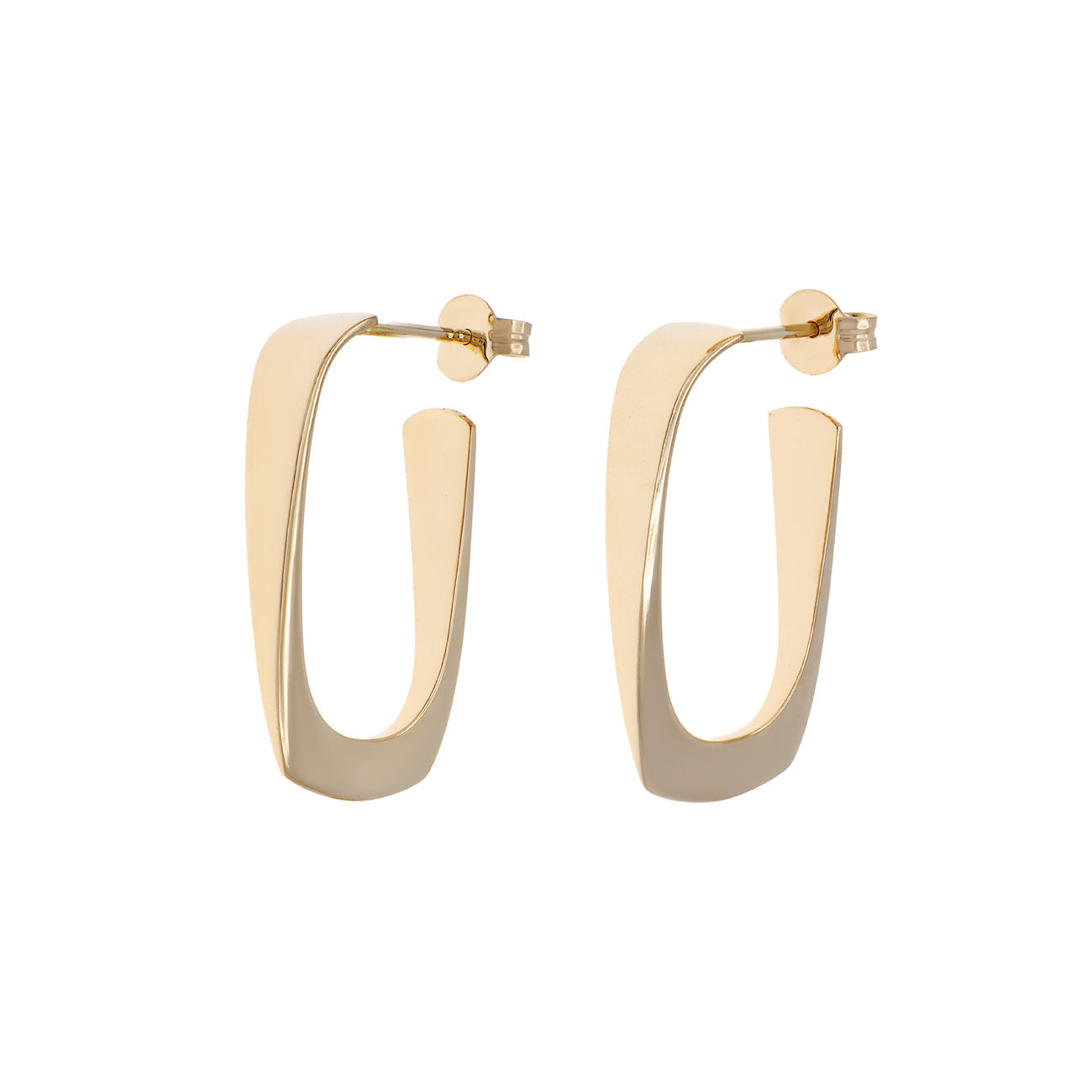 Exclusive 14K Yellow Gold Rectangular Hoop Earrings — Front View