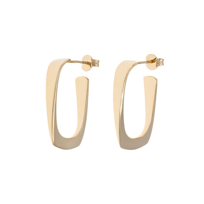 Exclusive 14K Yellow Gold Rectangular Hoop Earrings — Front View