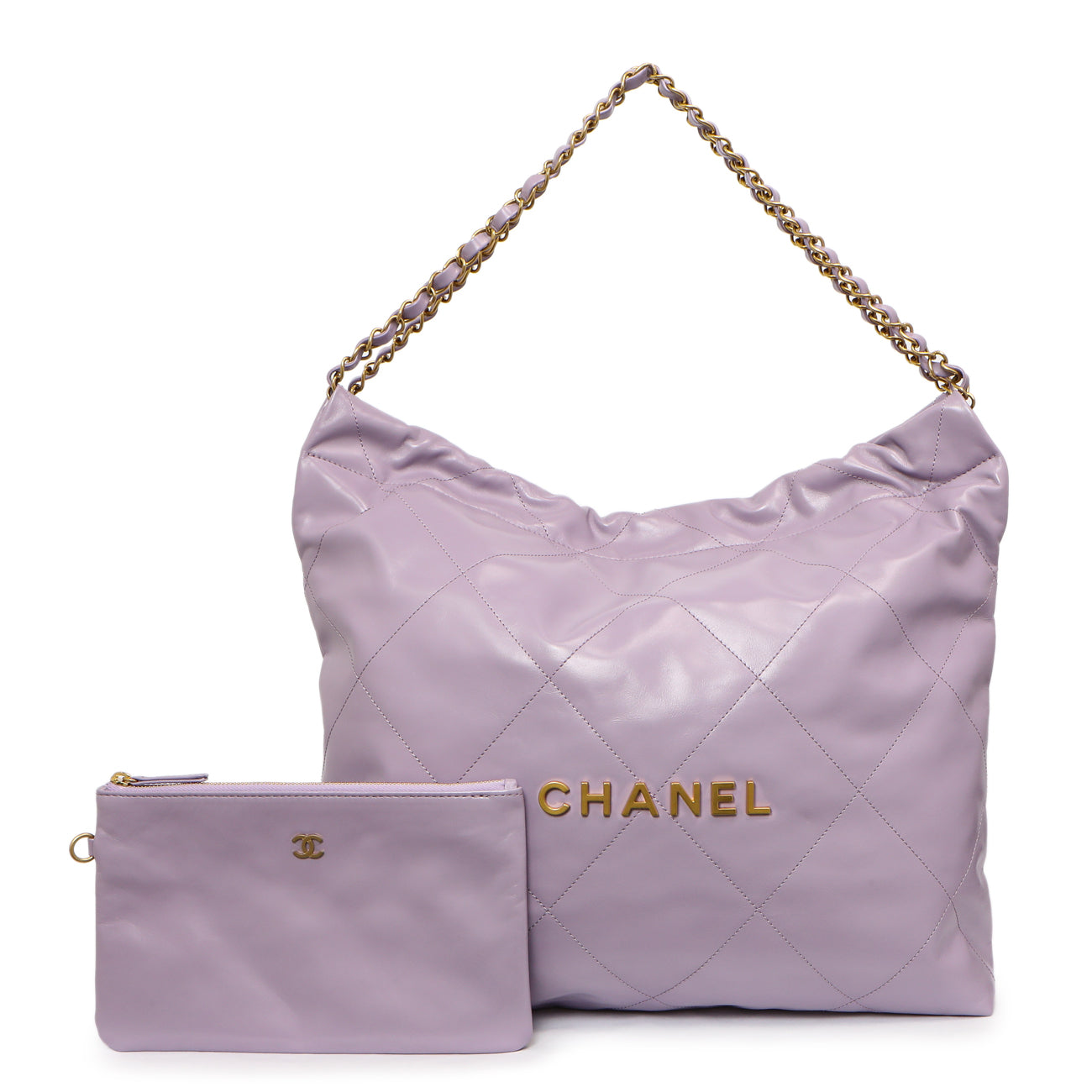 Exclusive Chanel Purple Quilted Shiny Calfskin 22 — Front View