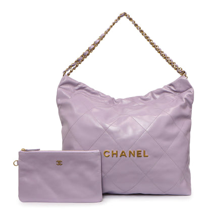 Exclusive Chanel Purple Quilted Shiny Calfskin 22 — Front View