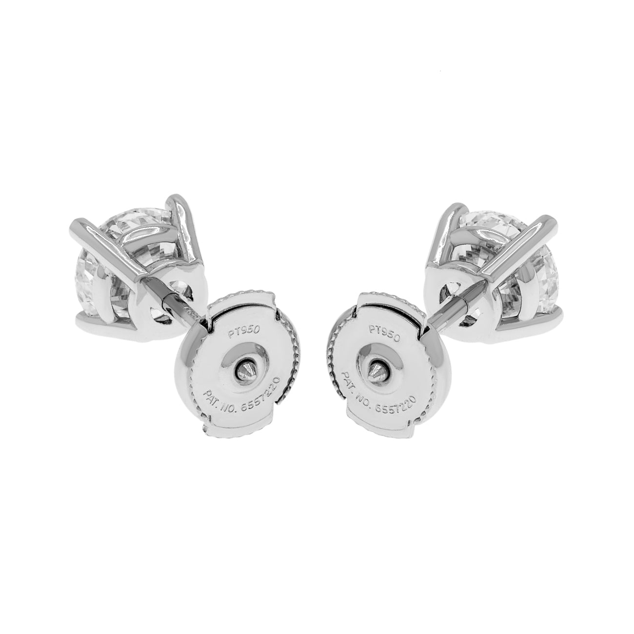 Exclusive Platinum 3.03 Carat Diamond Stud Earrings — Side View