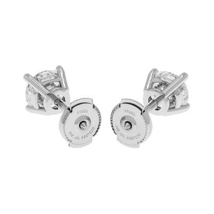 Exclusive Platinum 3.03 Carat Diamond Stud Earrings — Side View