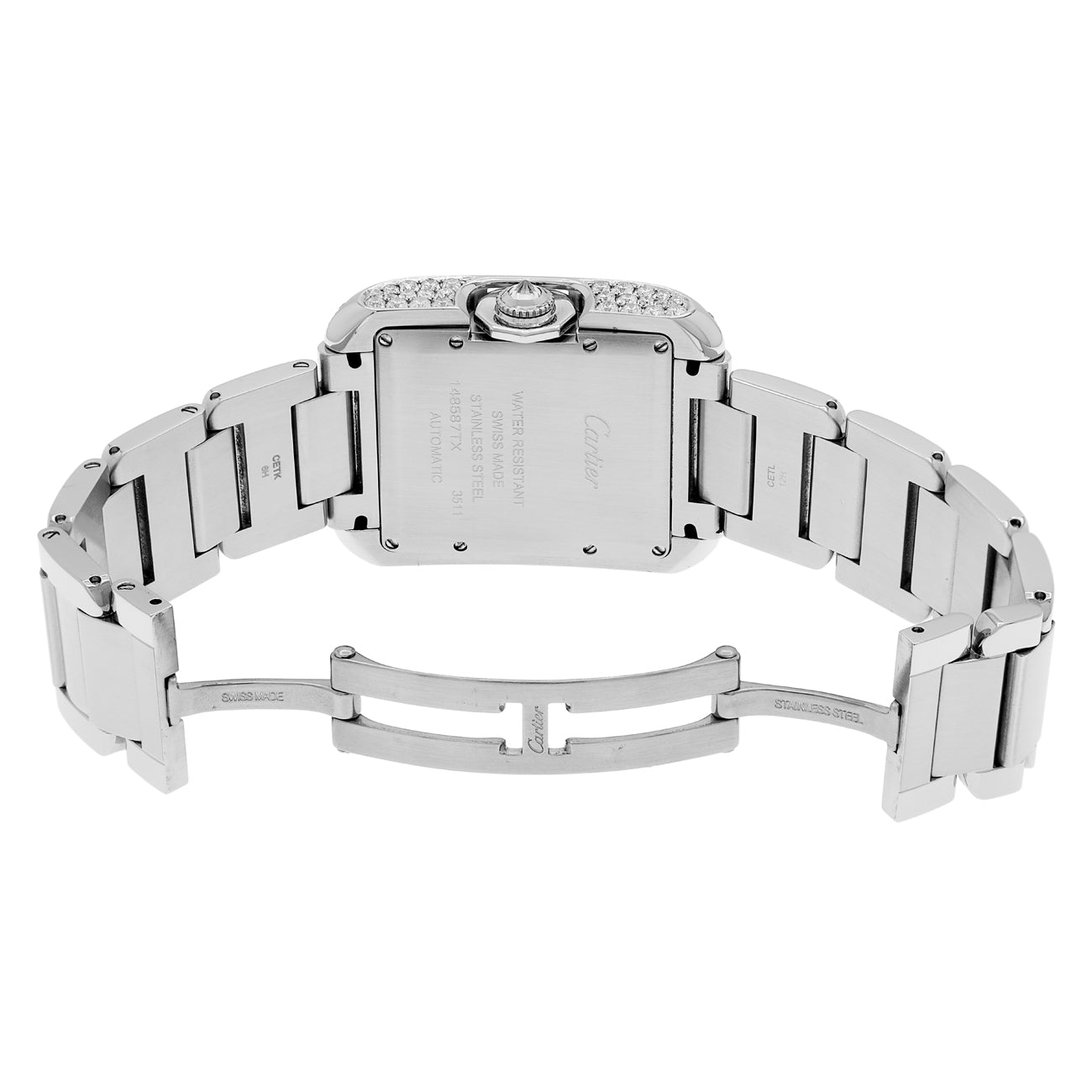 Exclusive Cartier Stainless Steel Tank Anglaise Automatic 3511 — Top View
