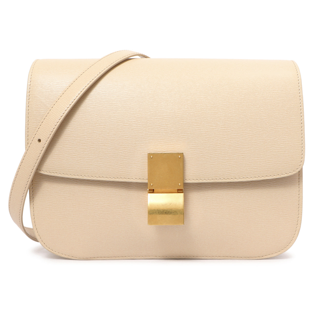 Exclusive Celine Powder Liege Calfskin Medium Classic Flap Bag — Front View