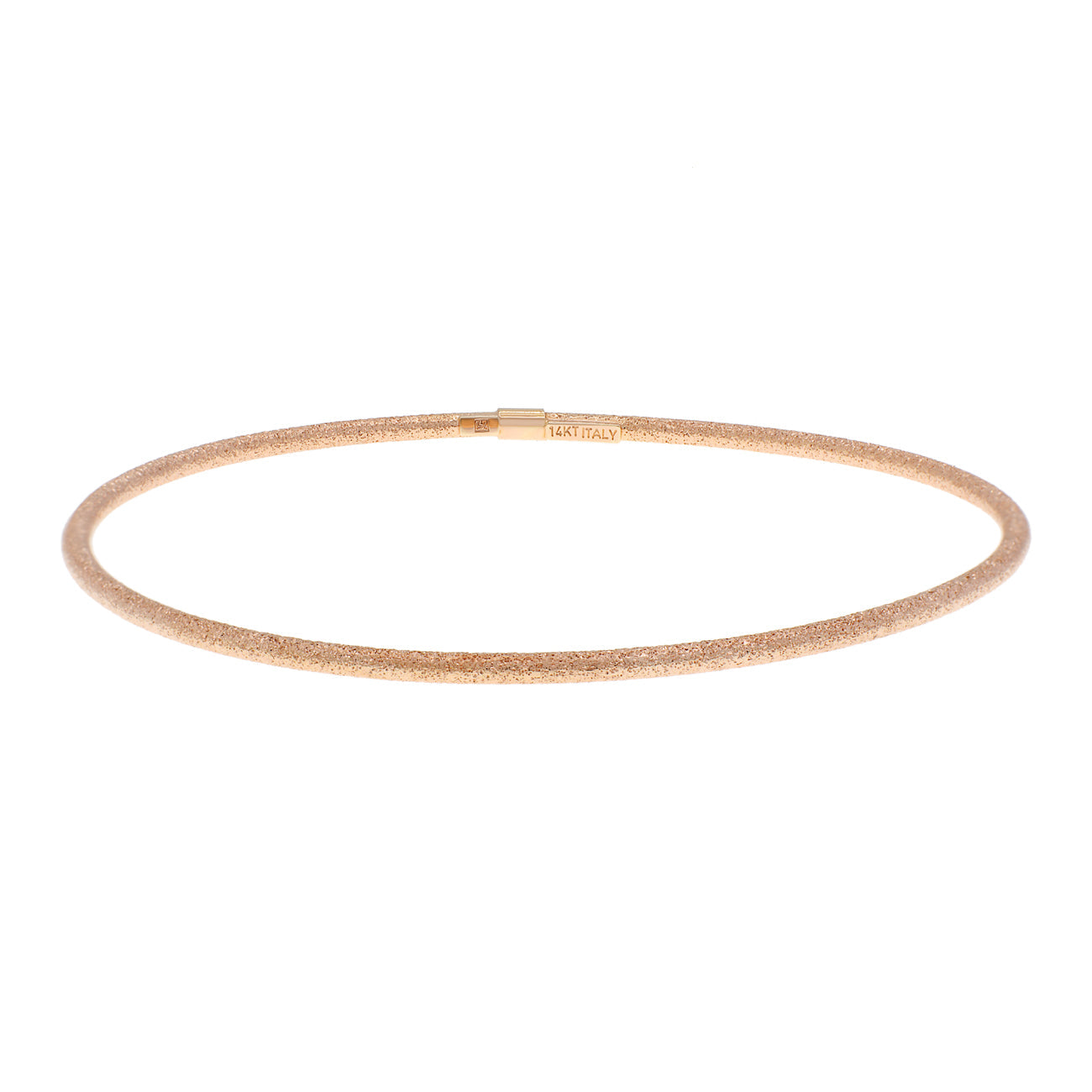 Exclusive 14K Rose Gold Blasted Bangle — Front View