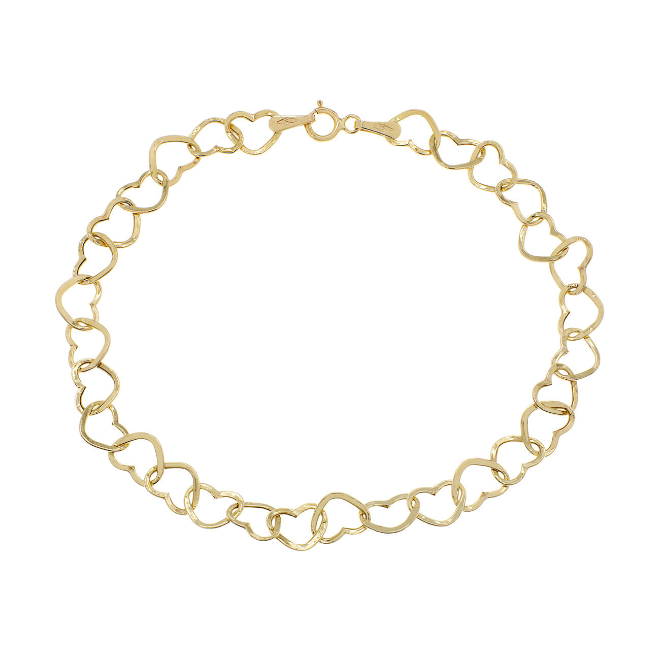 Exclusive 18K Yellow Gold Heart Link Bracelet — Front View