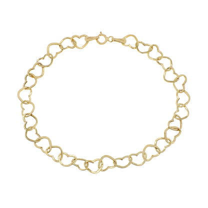 Exclusive 18K Yellow Gold Heart Link Bracelet — Front View