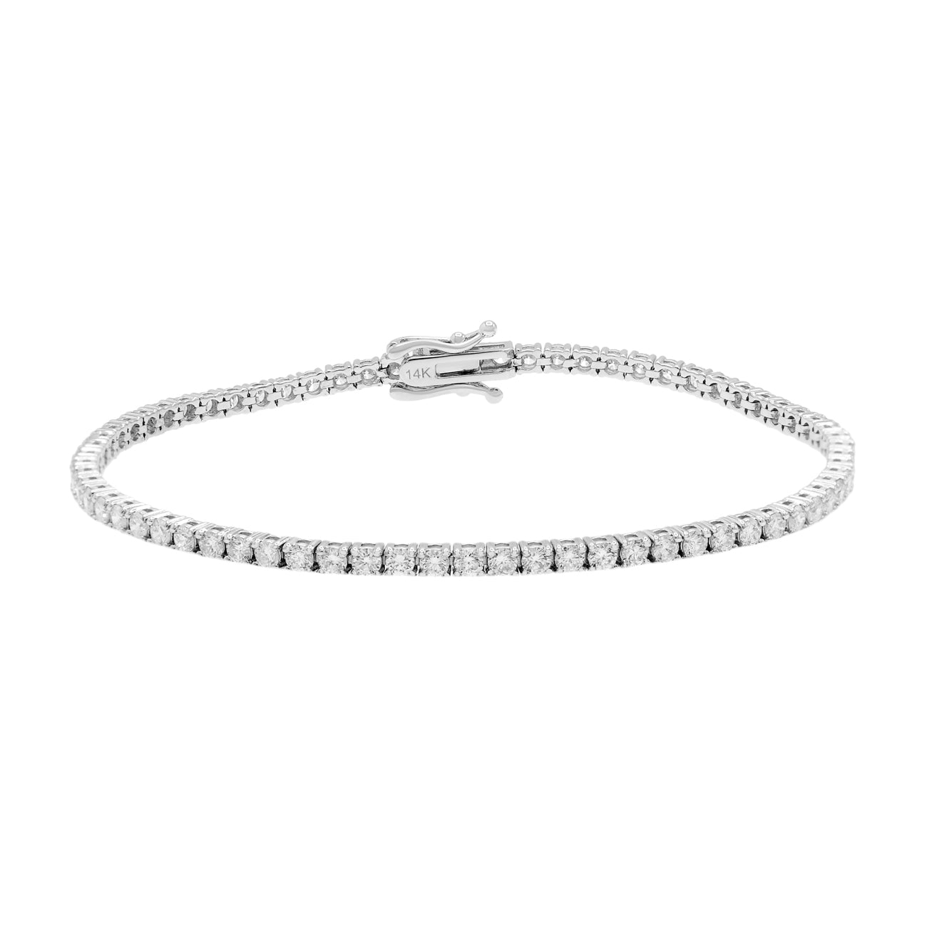 Exclusive 14K White Gold 2.80 Carat Diamond Tennis Bracelet — Front View