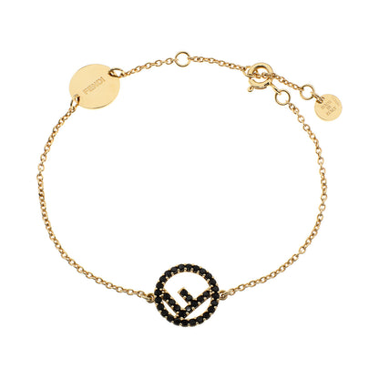 Exclusive Fendi Black Crystal F Is Fendi Bracelet — Front View