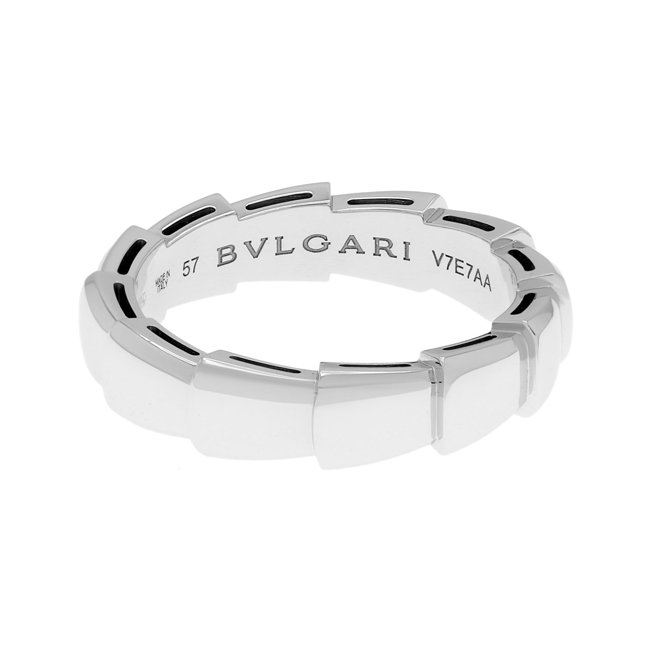Exclusive Bulgari 18K White Gold Serpenti Viper Ring — Front View