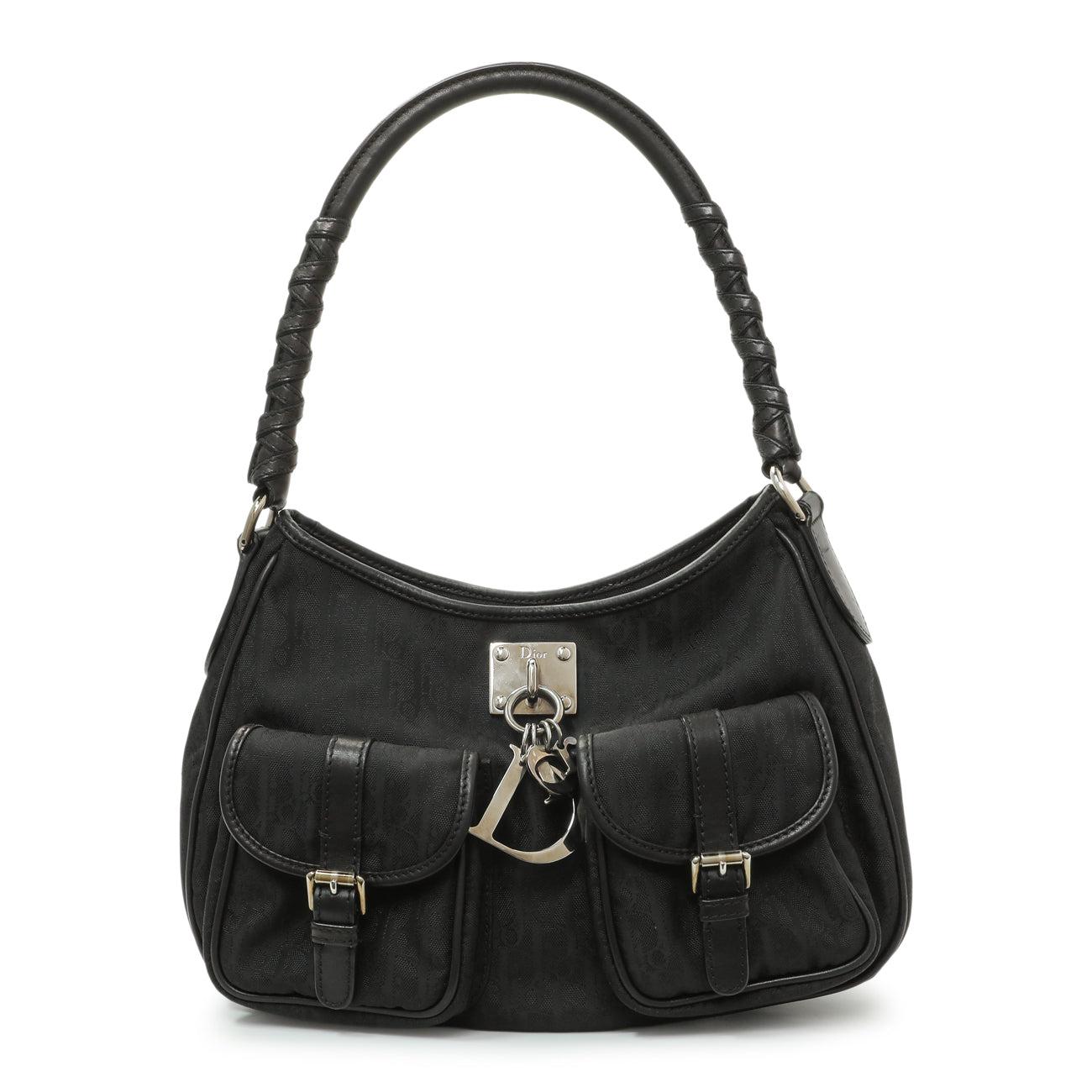 Exclusive Christian Dior Black Diorissimo Lovely Hobo — Front View