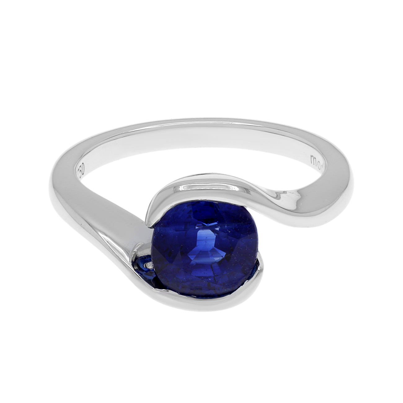 Exclusive 18K White Gold 1.58 Carat Sapphire Ring — 4.25 — Front View