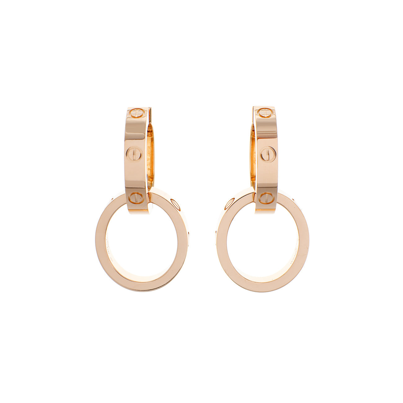 Exclusive Cartier 18K Rose Gold Multiwear Love Earrings — Front View