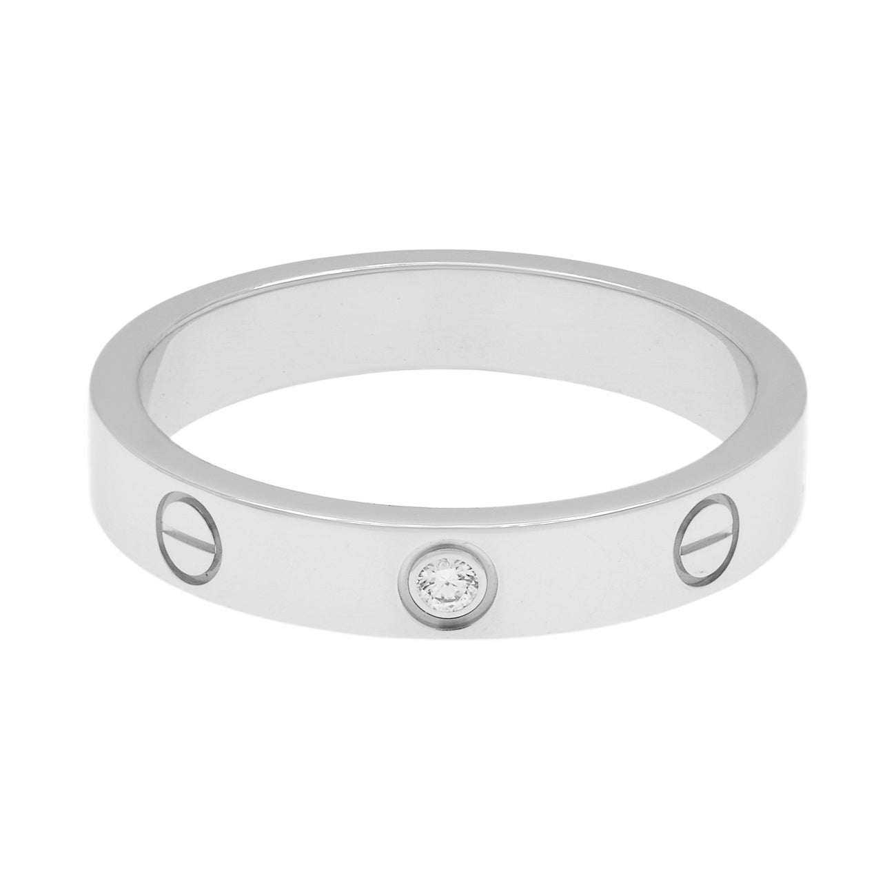 Exclusive Cartier 18K White Gold Diamond Love Wedding Band — Front View