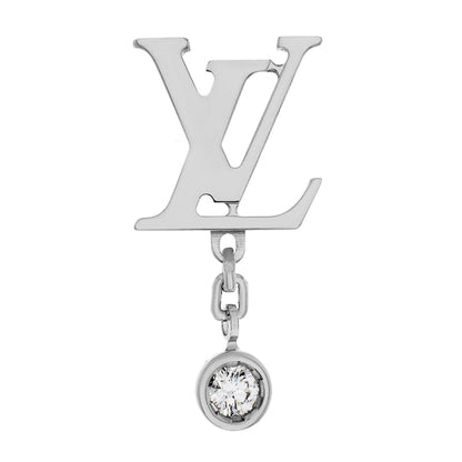Exclusive Louis Vuitton 18K White Gold Diamond Idylle Blossom LV Ear Stud — Front View