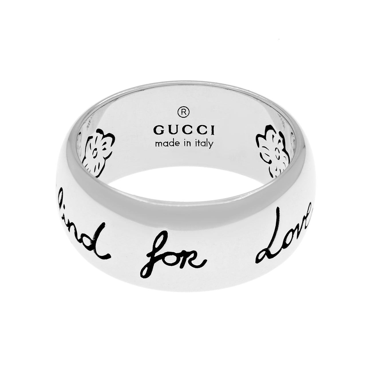 Exclusive Gucci Sterling Silver Blind For Love Ring — Front View