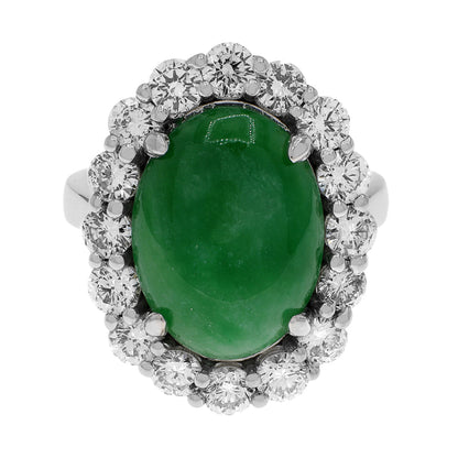 Exclusive 18K White Gold Cabochon Jadeite Ring — 4 — Front View