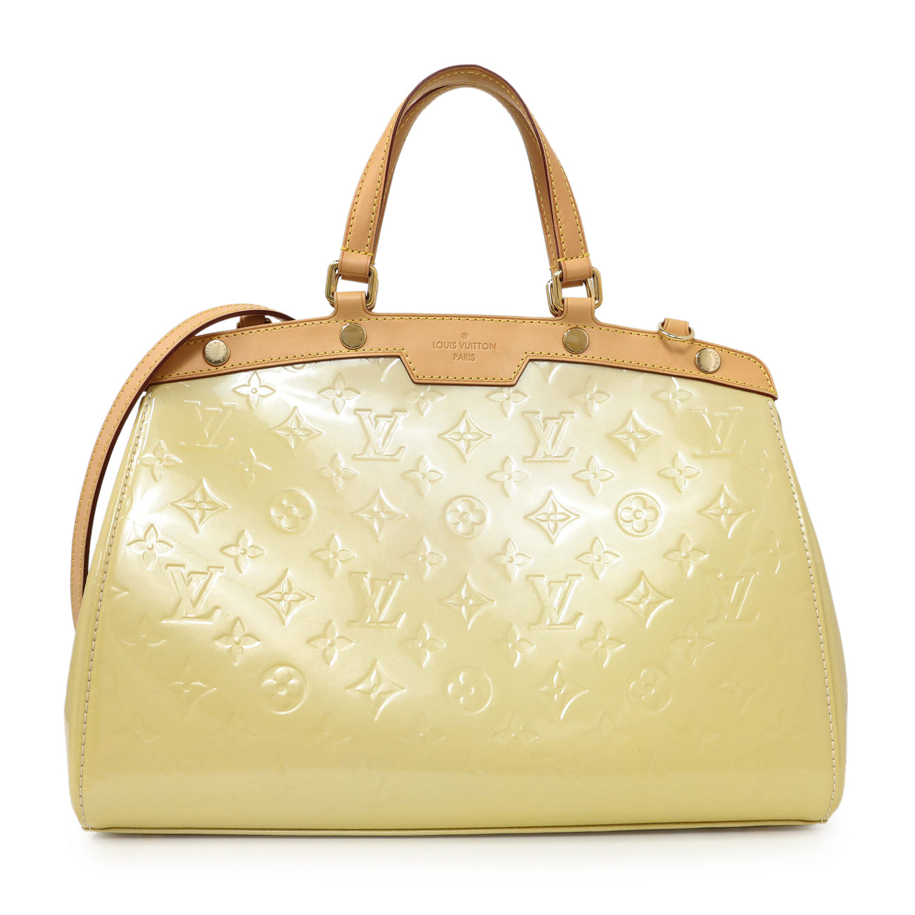 Exclusive Louis Vuitton Blanc Corail Vernis Brea MM — Front View