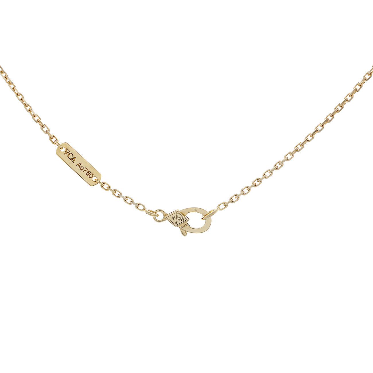 Exclusive Van Cleef & Arpels 18K Yellow Gold Mother of Pearl Vintage Alhambra Pendant Necklace — Side View