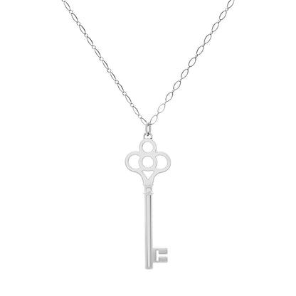 Exclusive Tiffany & Co. Sterling Silver Large Crown Key Pendant — Front View