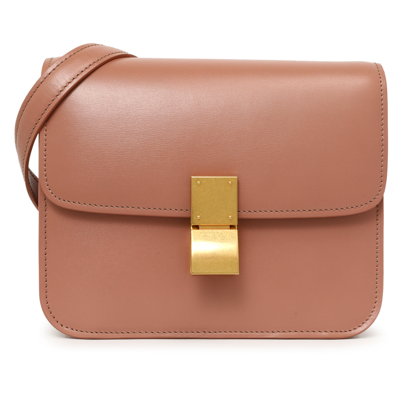 Exclusive Celine Rose Box Calfskin Teen Classic Box Flap Bag — Front View