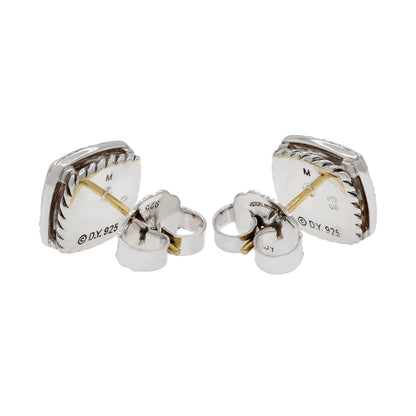 Exclusive David Yurman Sterling Silver 18K Yellow Gold 7mm Morganite Albion Earrings — Side View