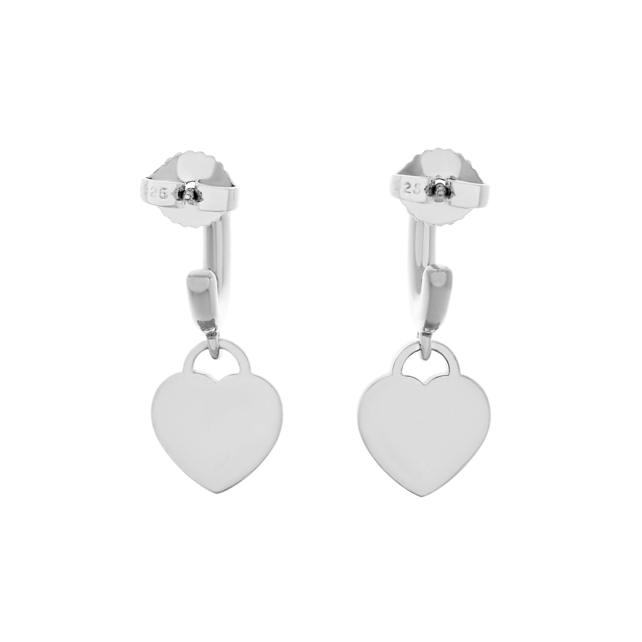 Exclusive Tiffany & Co. Sterling Silver Diamond Mini Return to Tiffany Heart Hoop Earrings — Side View