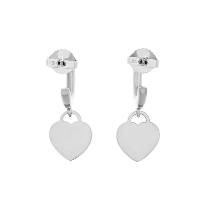 Exclusive Tiffany & Co. Sterling Silver Diamond Mini Return to Tiffany Heart Hoop Earrings — Side View