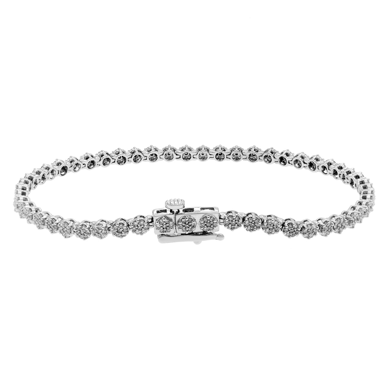 Exclusive 14K White Gold 1.26 Carat Diamond Tennis Bracelet — Side View
